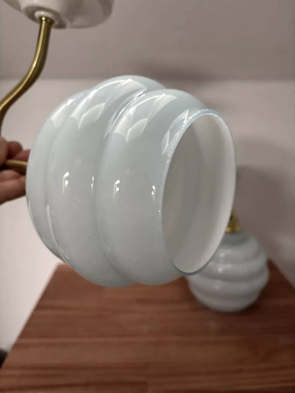 Pair of blue swan neck wall lights