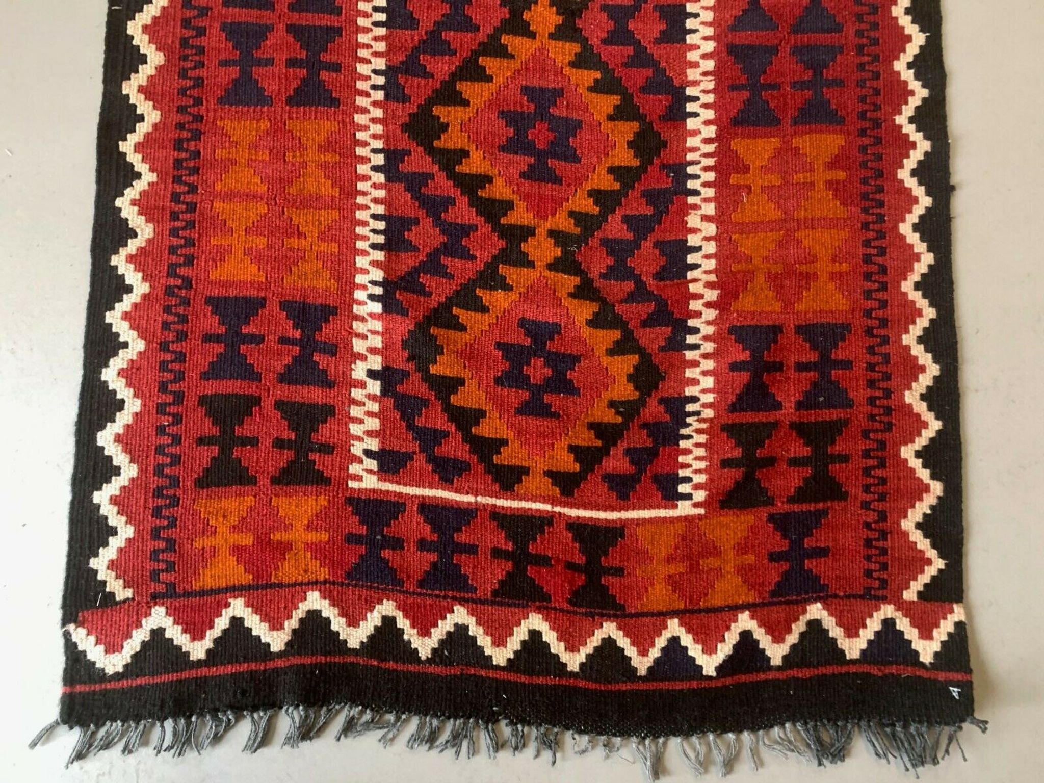 Afghan narrow Kilim Runner 384x94 cm, shabby chic, vintage decor kelim rug
