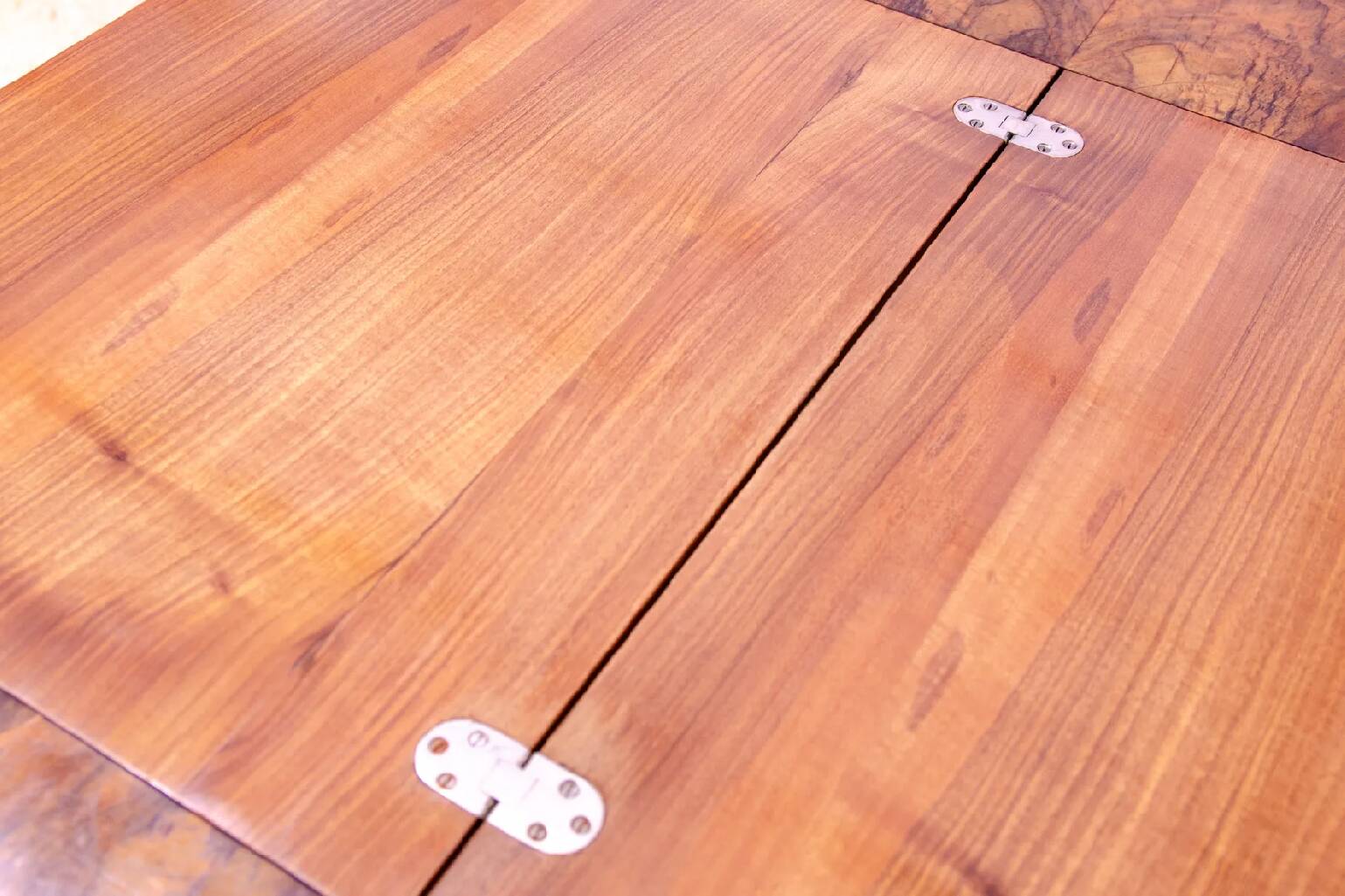 Walnut adjustable dining table, 1930s, Czechoslovakia