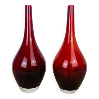 2 vases scandinaves verre soufflé modèle Salong par Johanna Jelinek pour Ikea