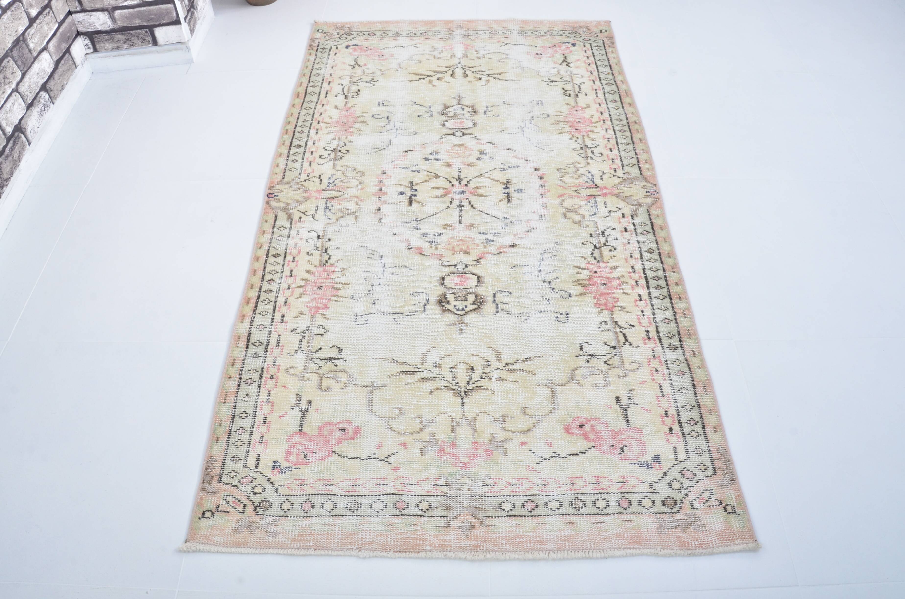 Beige & Pink Oushak Turkish Carpet sku 3258