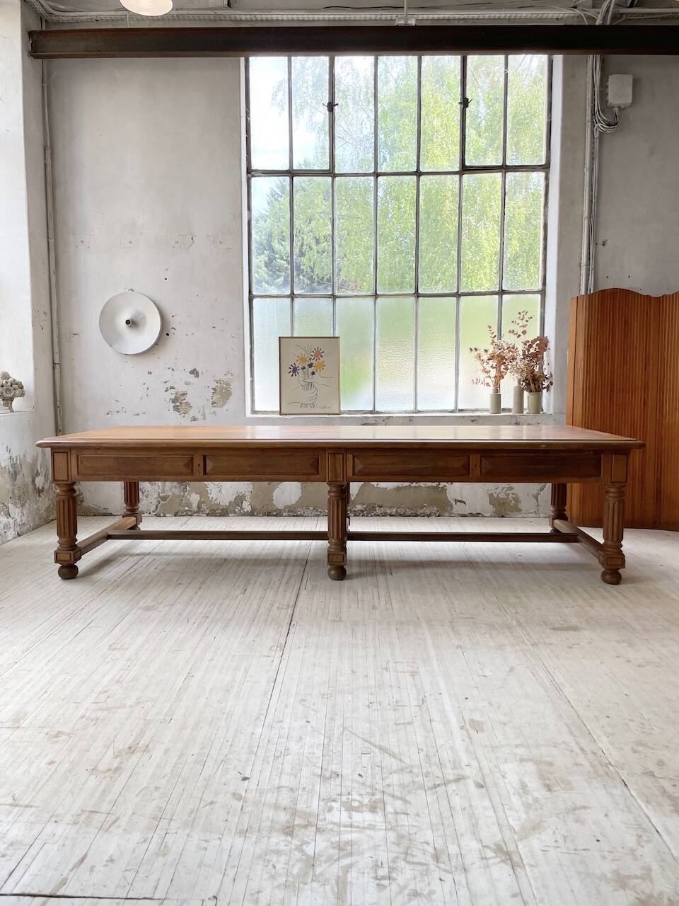 Solid walnut farmhouse castle table 1900 XXL