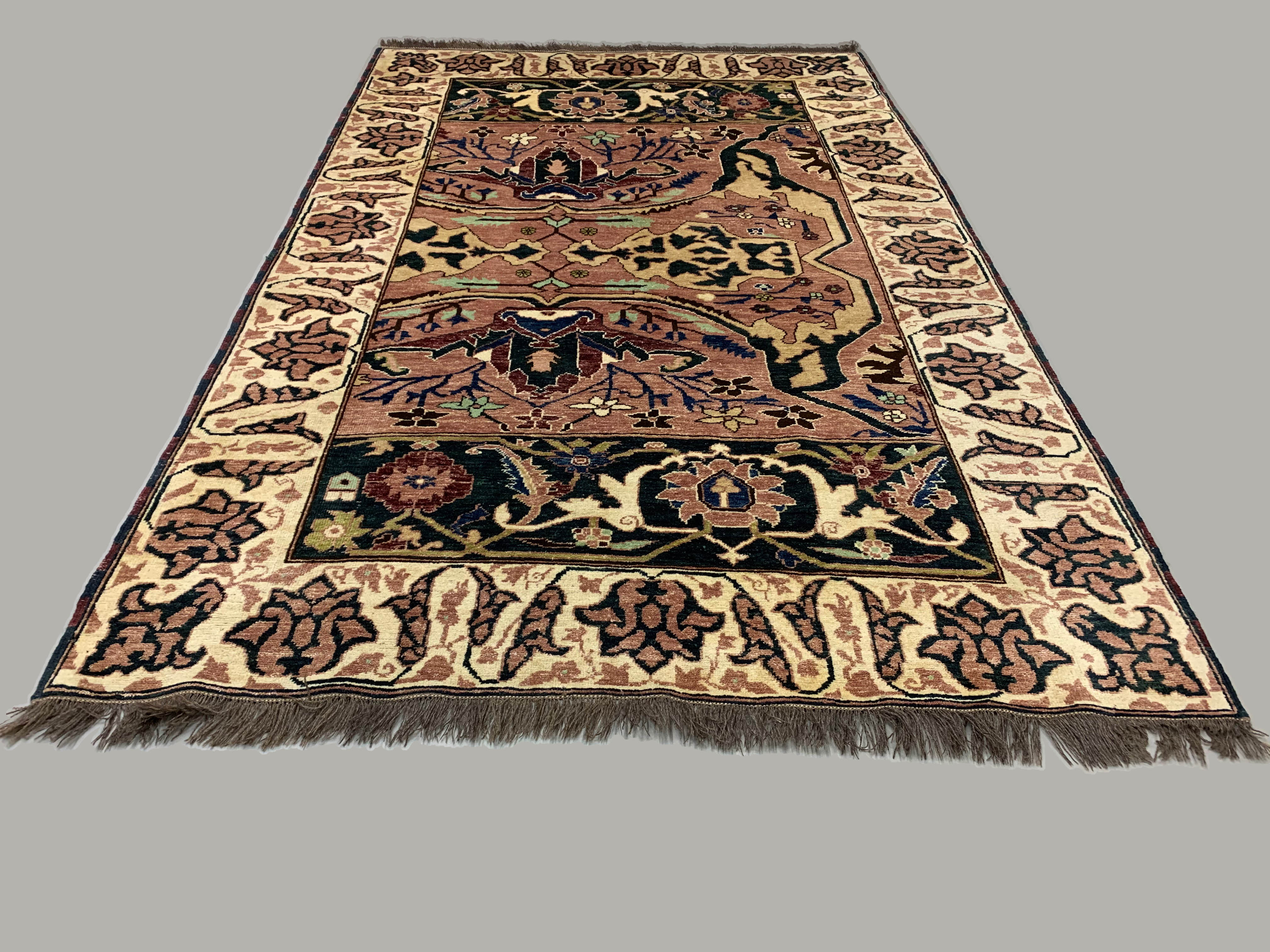 Unusual afghan wool ziegler rug 250x156 cm handmade chobi rug, purple beige blue