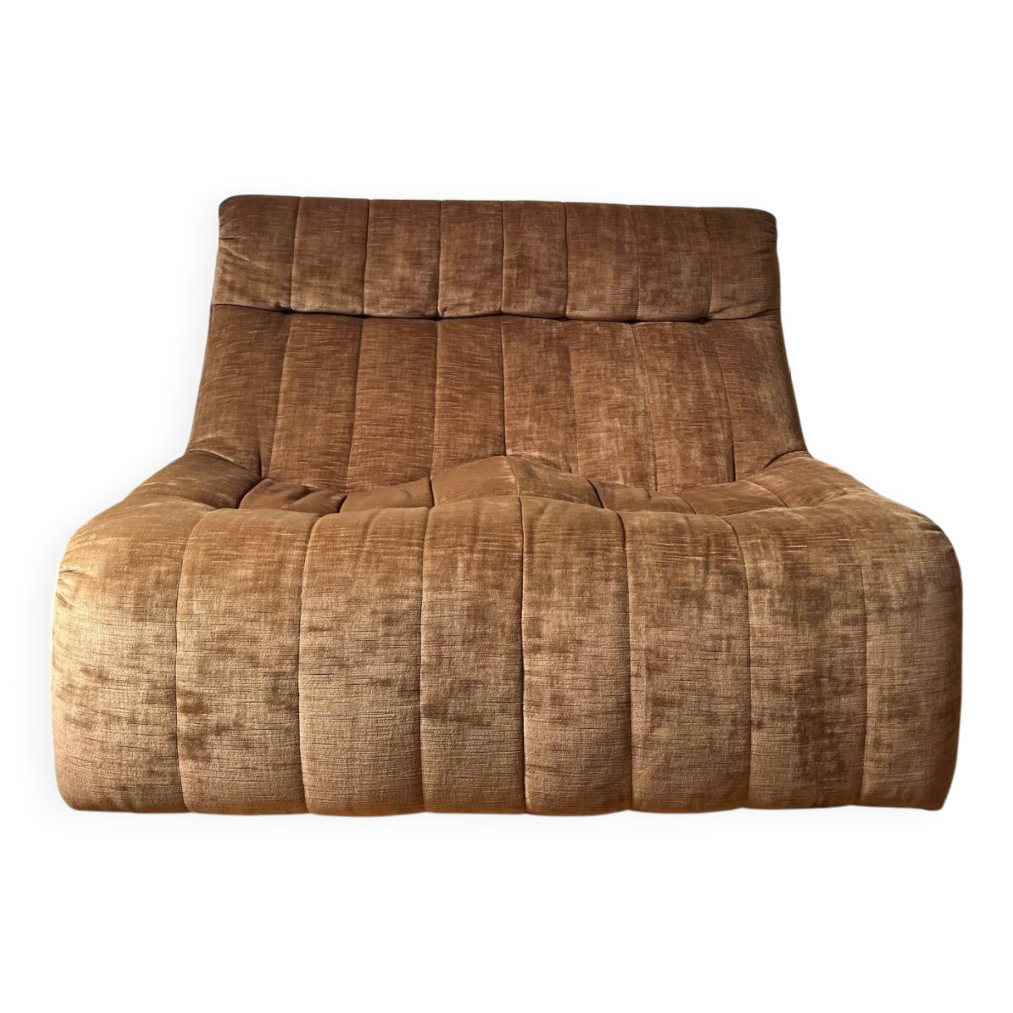 2-seater armchair in fawn velvet, Steiner edition 1970