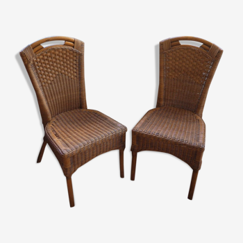 Lot of two rattan chairs