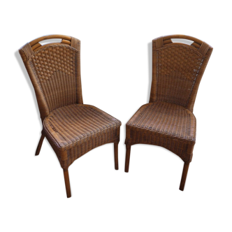 Lot of two rattan chairs