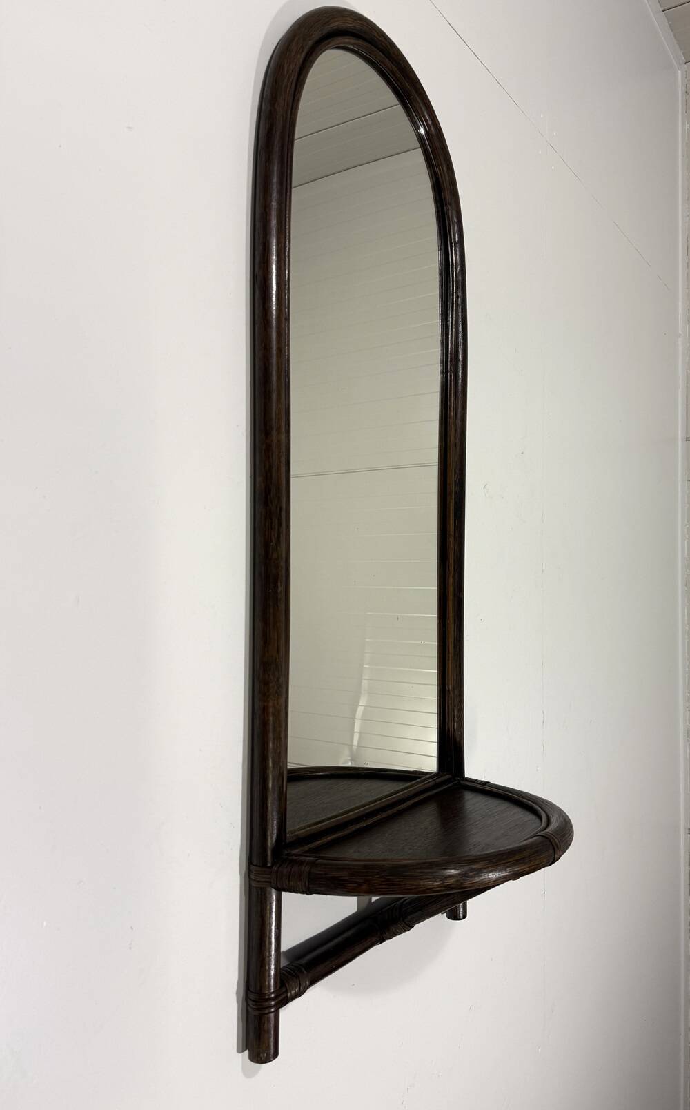 Rattan wall mirror with console table 1970’s