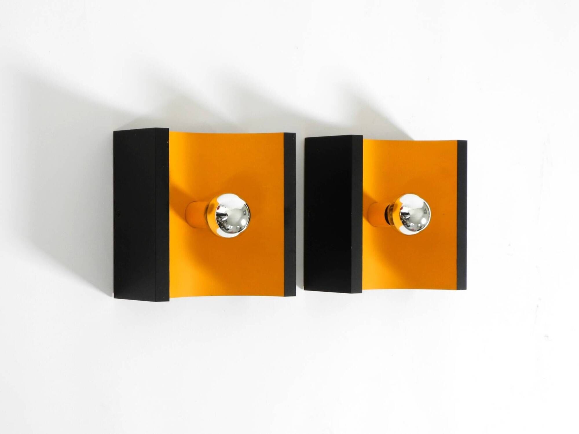 Pair of 60s Space Age metal wall lamps by Klaus Hempel for Kaiser Leuchten