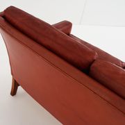Red leather sofa, Scandinavian design, 1960s, designer: Fredrik Kayser, production: Vatne Møbler