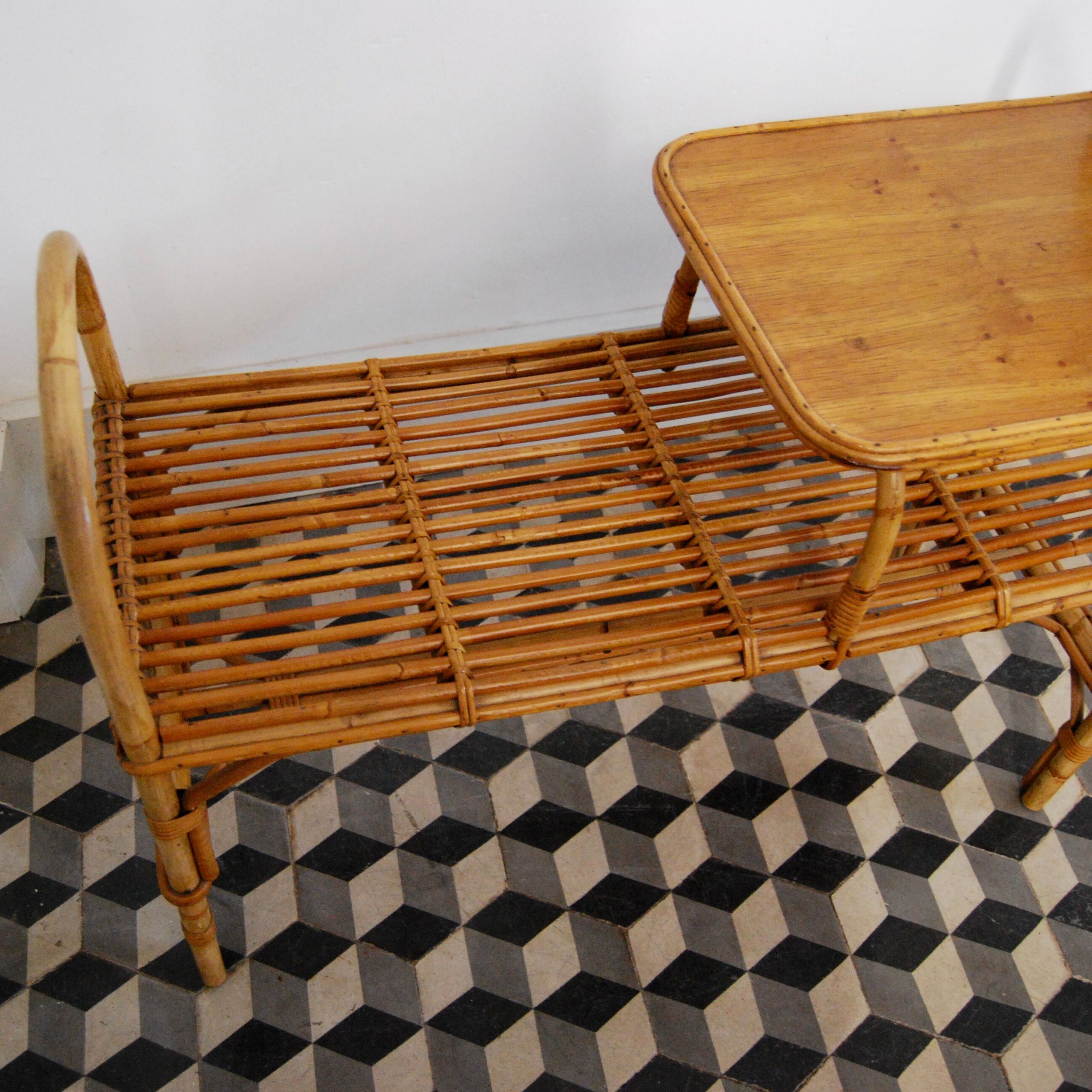 Vintage rattan bench