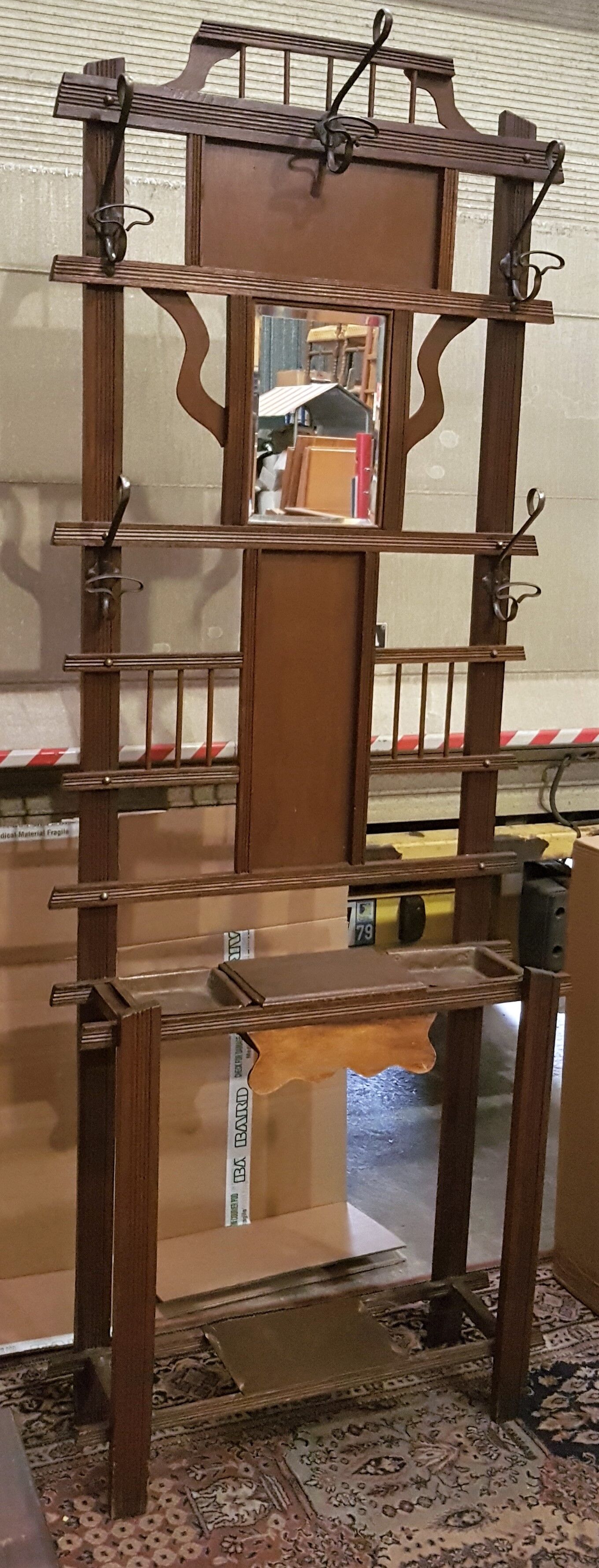 Old coat rack mirror cloakroom circa 1950