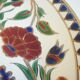 Enamelled plate Keramik decoration of ibiscus, cloisonné enamels, thick, Rhodes Greece