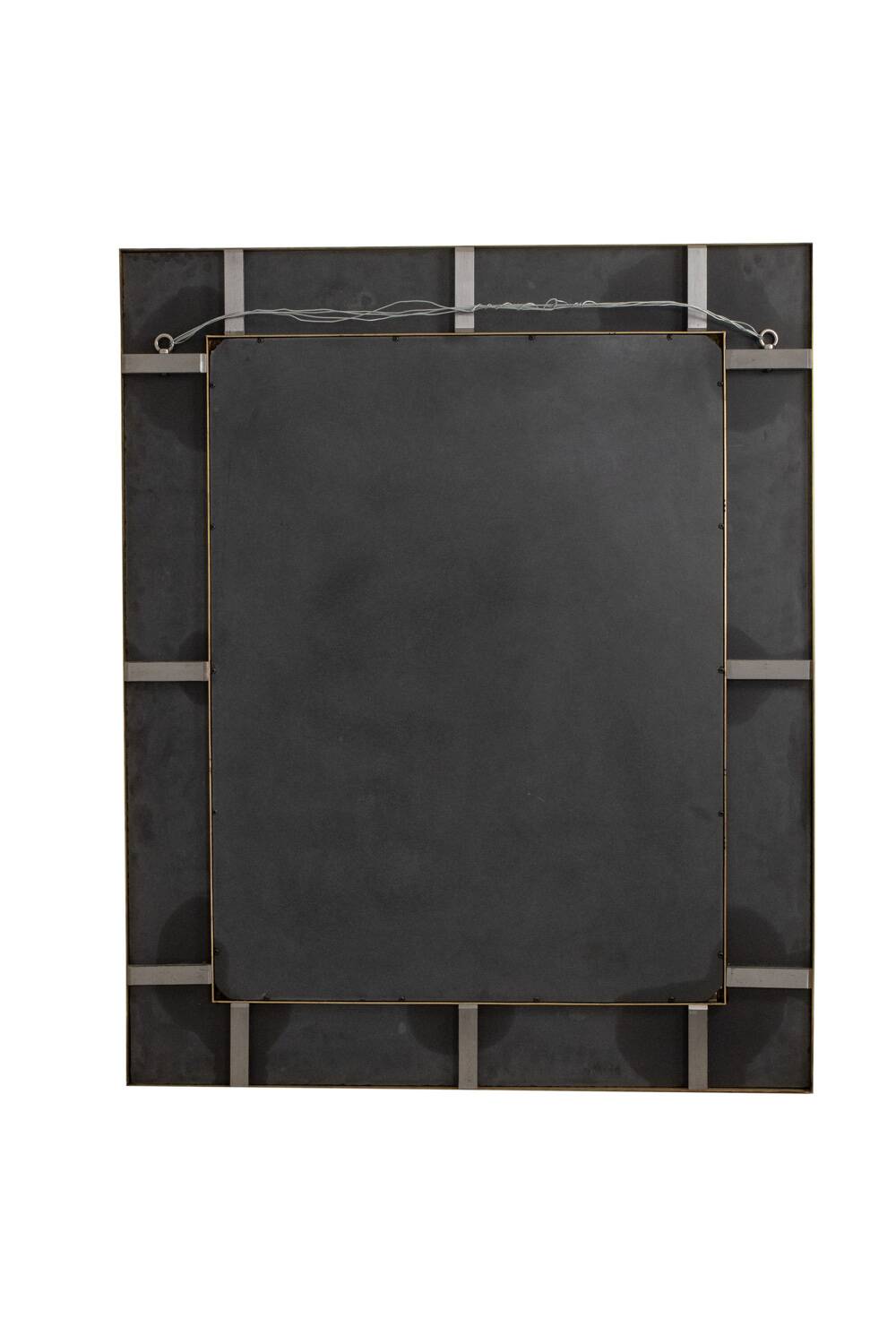 Mirror in marquetry of oxidised and patinated brass. Artist's work.