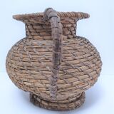 Vase in straw and plant fibers French folk art mid-twentieth century