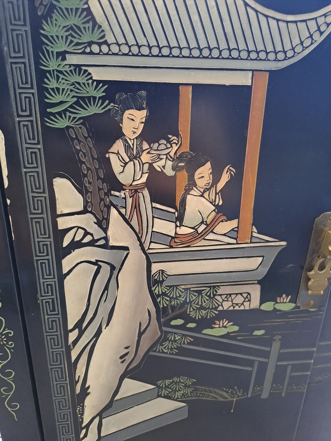 Black chinoiserie lacquer cabinet