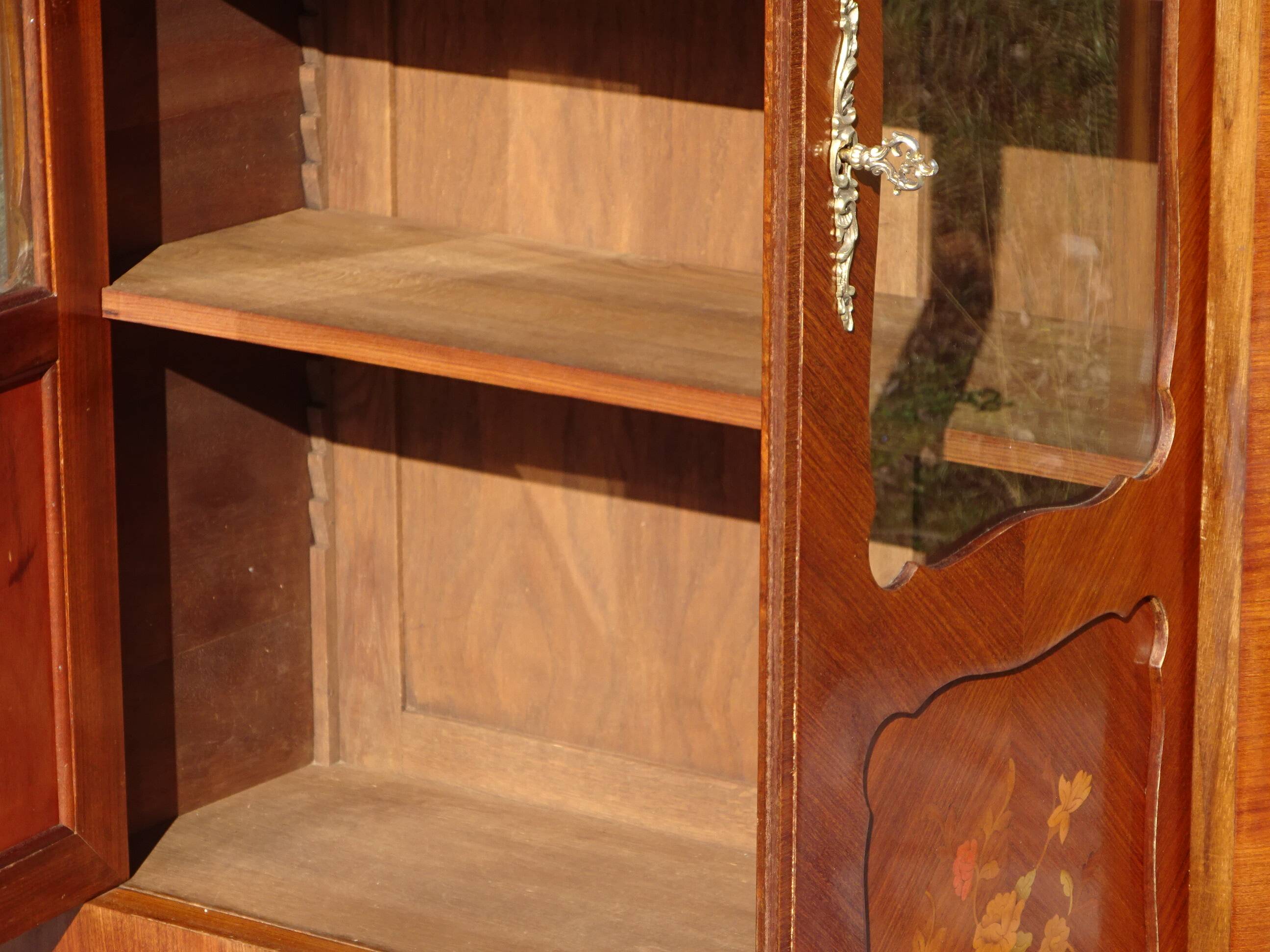 Glass library with rosewood marquetry in the Louis XV style.