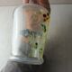 Old enamelled decanter, flower decoration, Legras