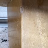 Set of 3 hexagonal coffee tables in 70s travertine