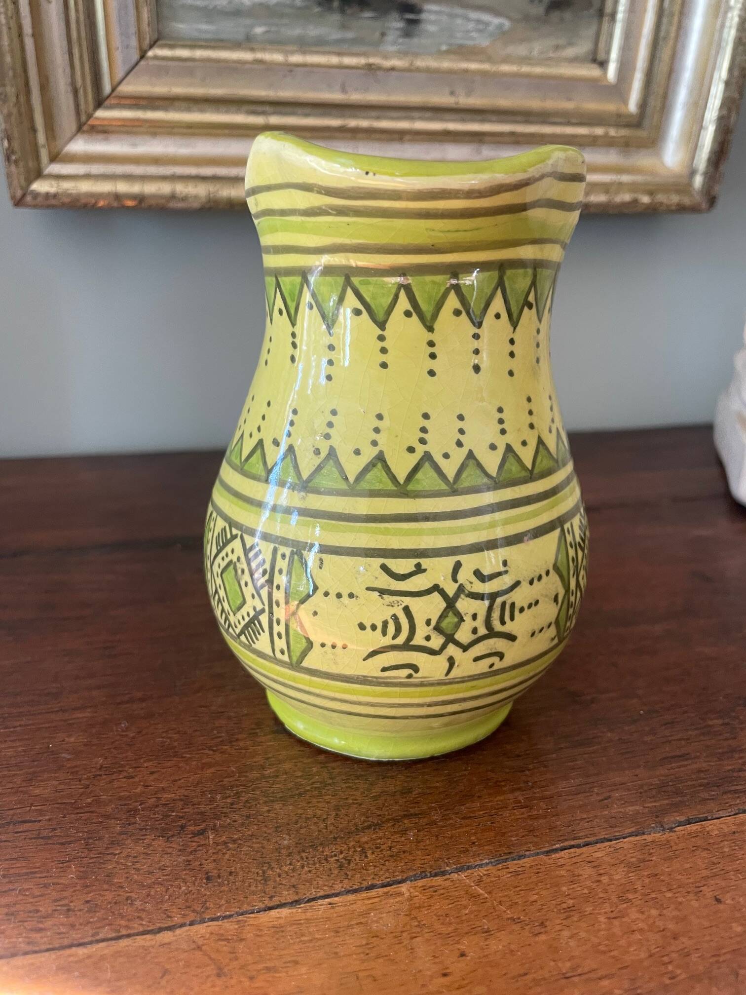 Safi pitcher handmade pottery Serghini Morocco signed