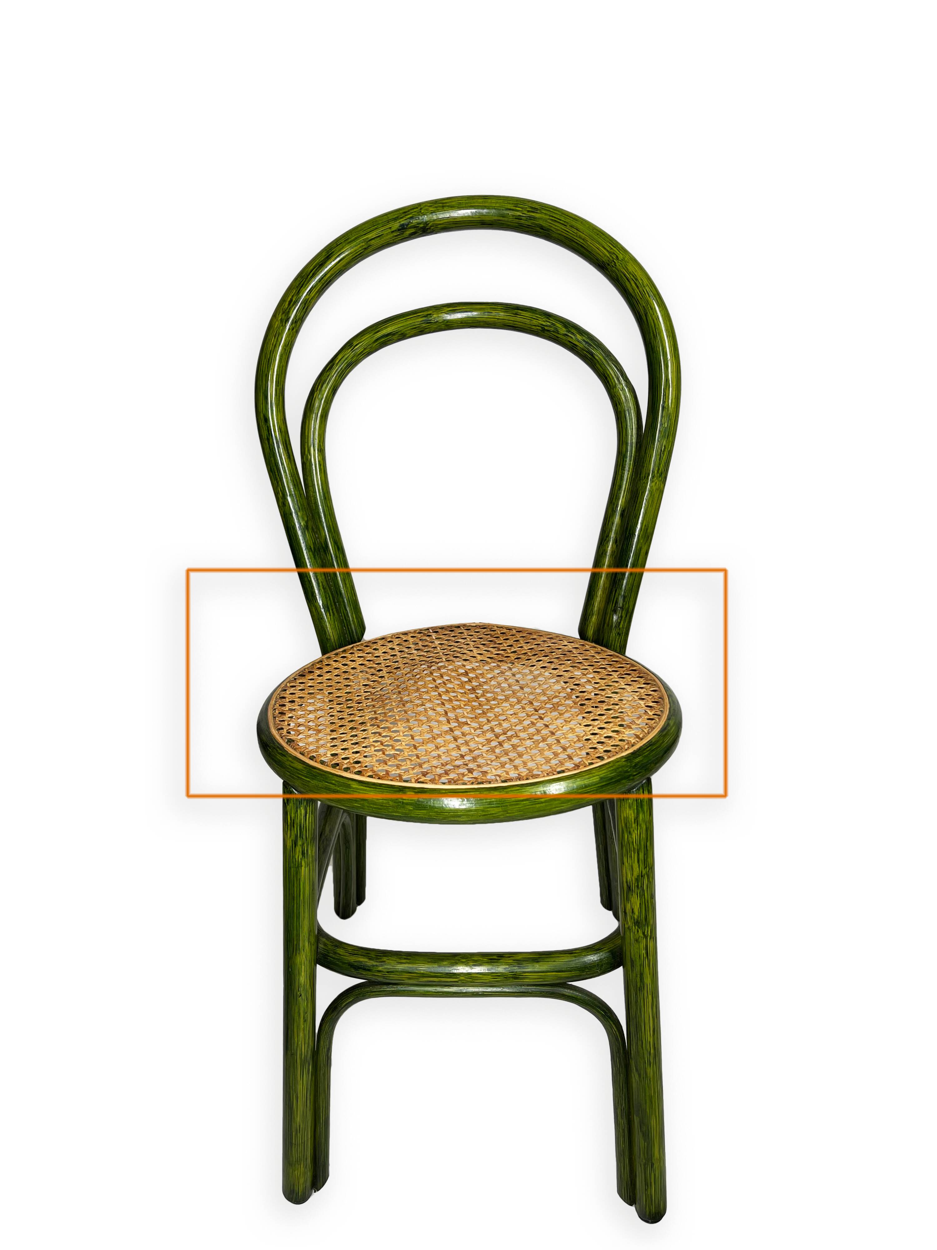 Green rattan wood chairs 1970s