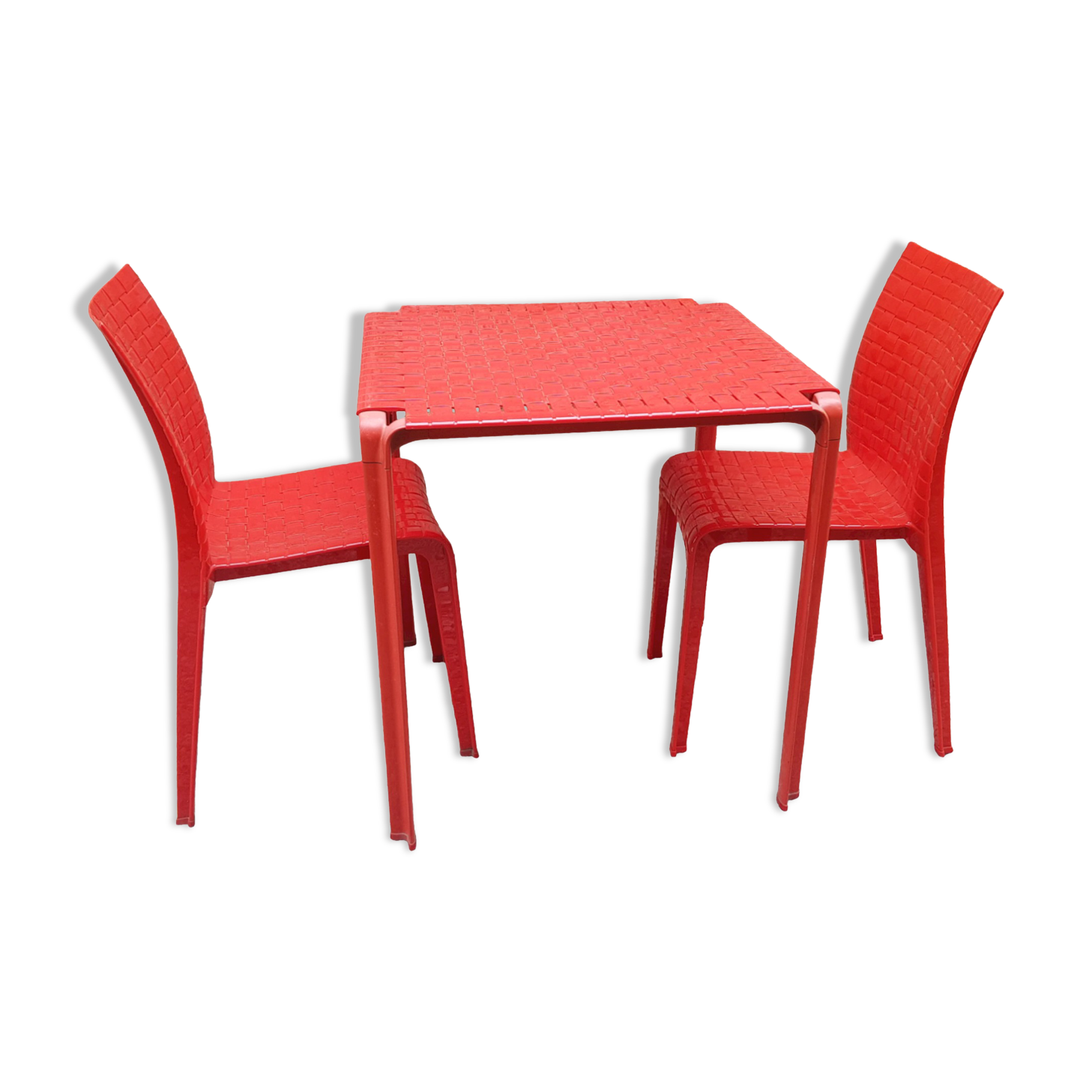 Kartell table and 2 chairs