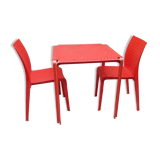Kartell table and 2 chairs