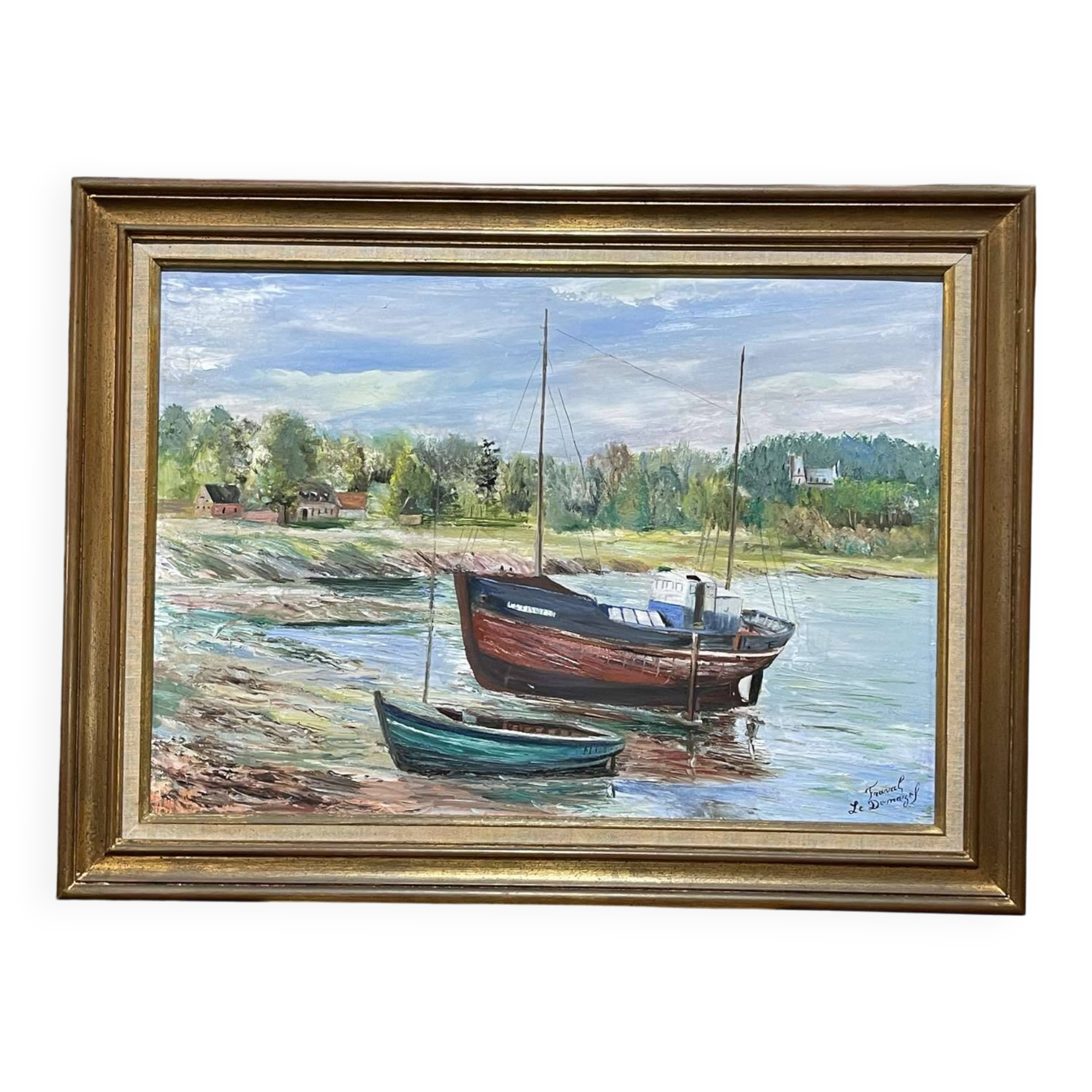 Huile sur toile signée FRAVAL LE DEMAZEL - Bord de Mer - Paimpol