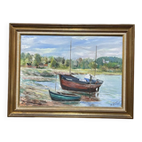 Huile sur toile signée FRAVAL LE DEMAZEL - Bord de Mer - Paimpol