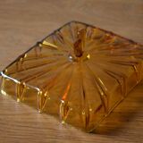 Amber glass butter dish
