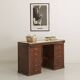Small vintage stained wooden countertop with 2 shelves and 10 drawers