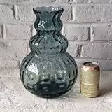 Large vintage smoked optical glass vase, Italy 1950