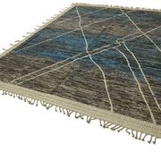 Tapis en laine bleu contemporain turc fait à la main de 280 cm x 363 cm