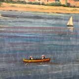 MANANT JEAN BAPTISTE OIL PAINTING SIGNED. SMALL MEDITERRANEAN PORT COTE D'AZUR
