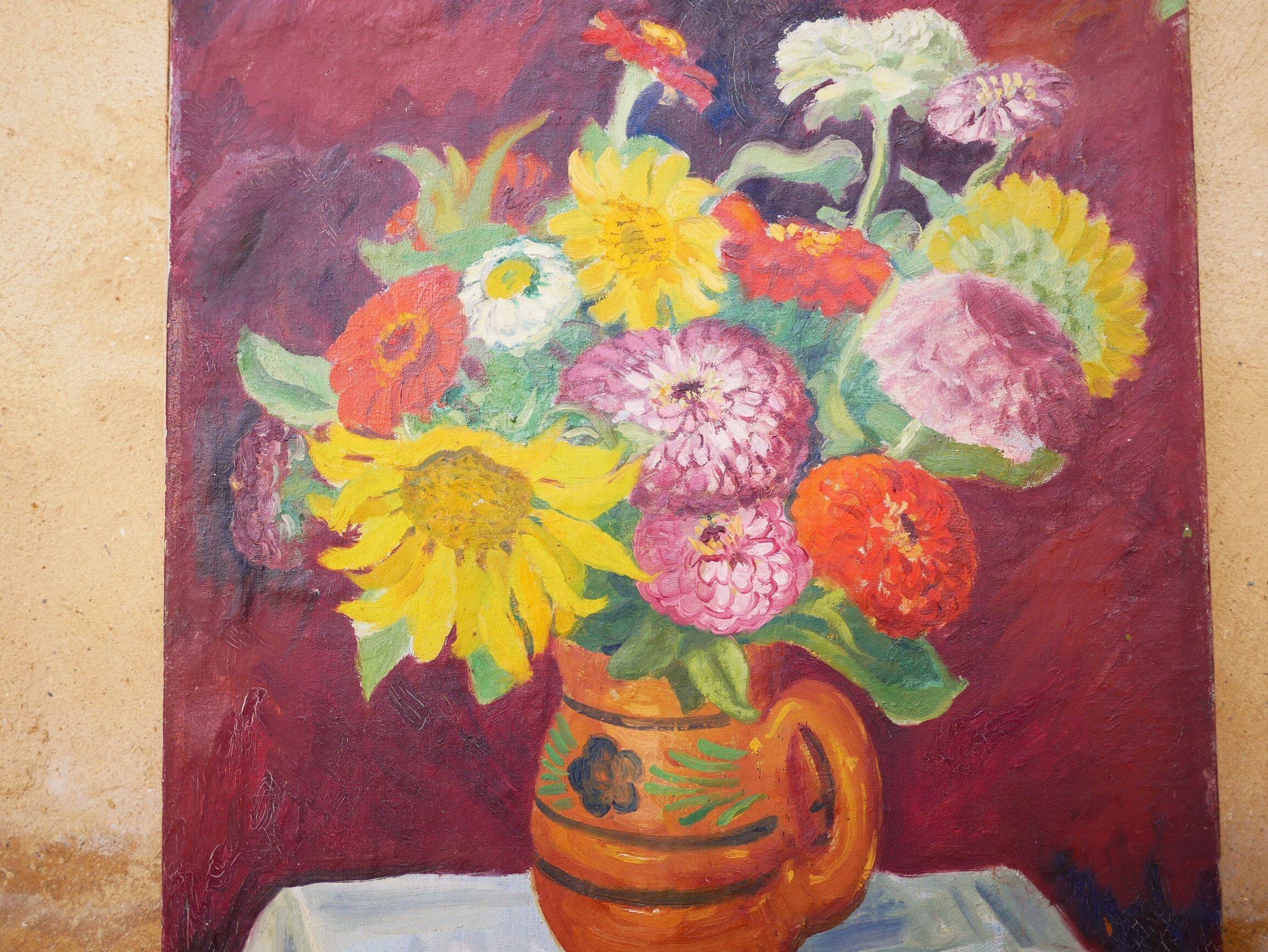 Tableau, peinture sur toile vintage Fleurs