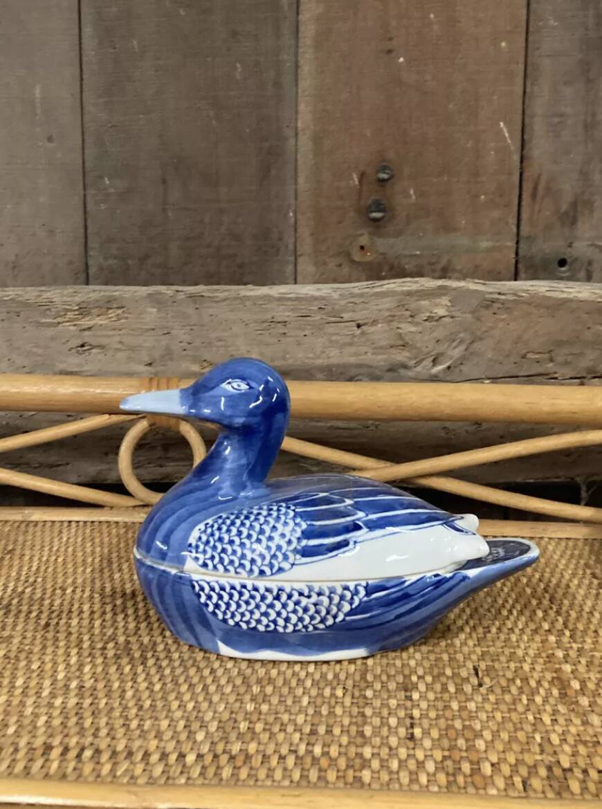 Boîte canard céramique bleu