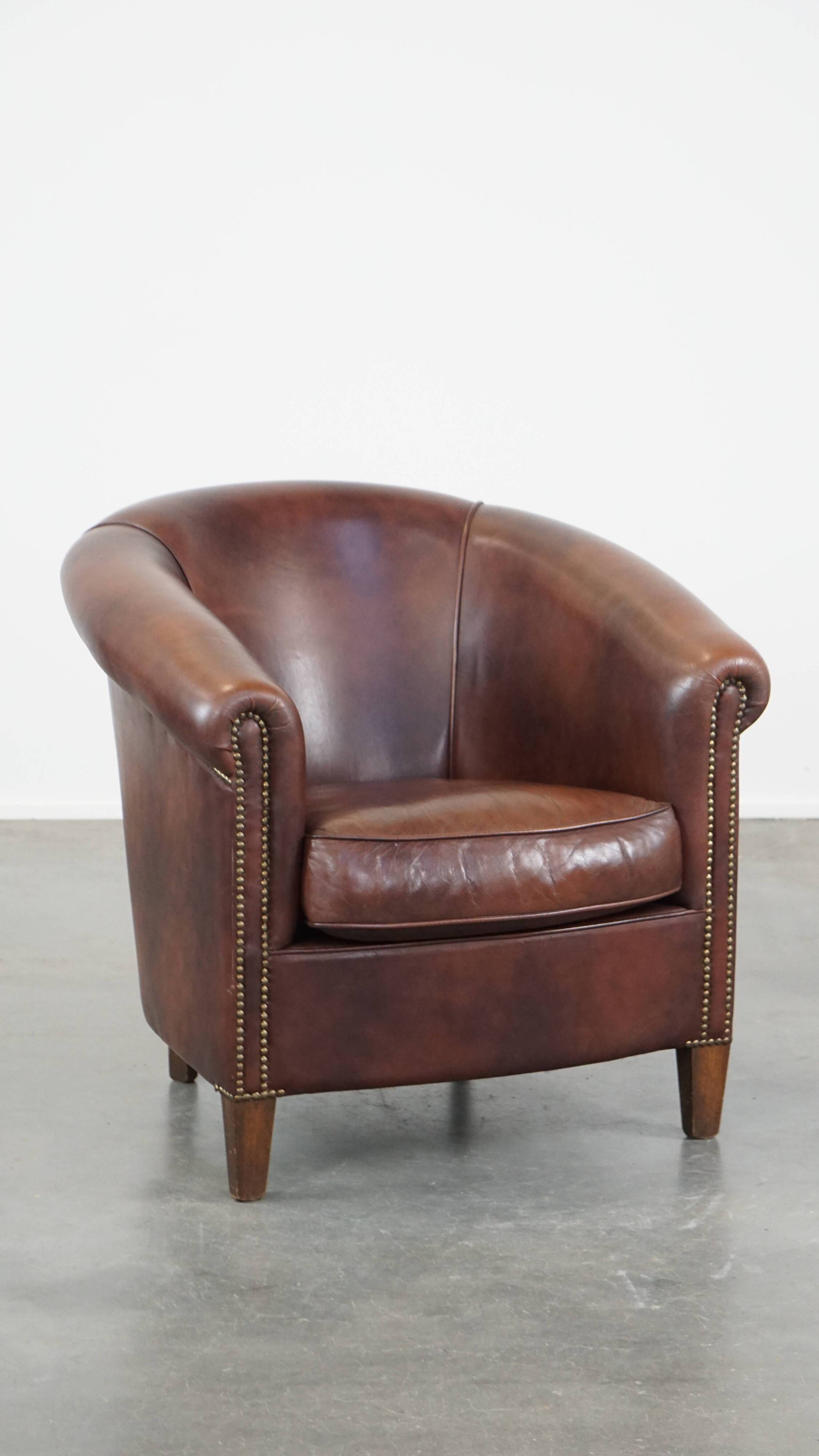Cow leather club chair in English style