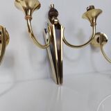 Suite of 3 Art Deco wall lights attributed to Gilbert Poillerat