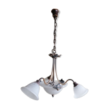 Opaline and brass chandelier
