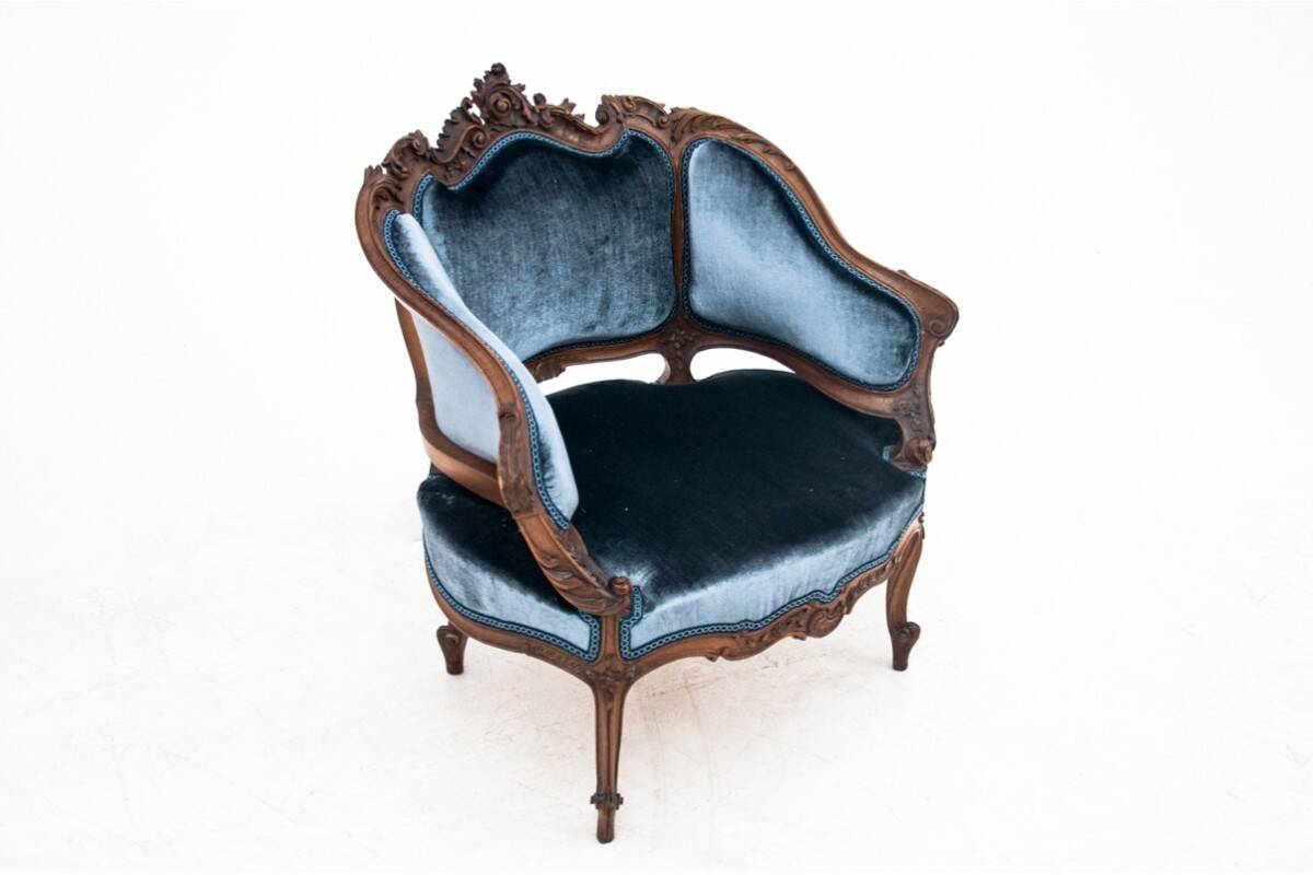 French antique armchairs from around 1890. After renovation.