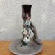 Marbled ceramic cellar rat candle holder signed