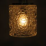 Vintage pendant lamp, glass and chrome, Belgium 1960