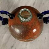 Blown glass ball vase with two handles in glass paste, Art Deco period