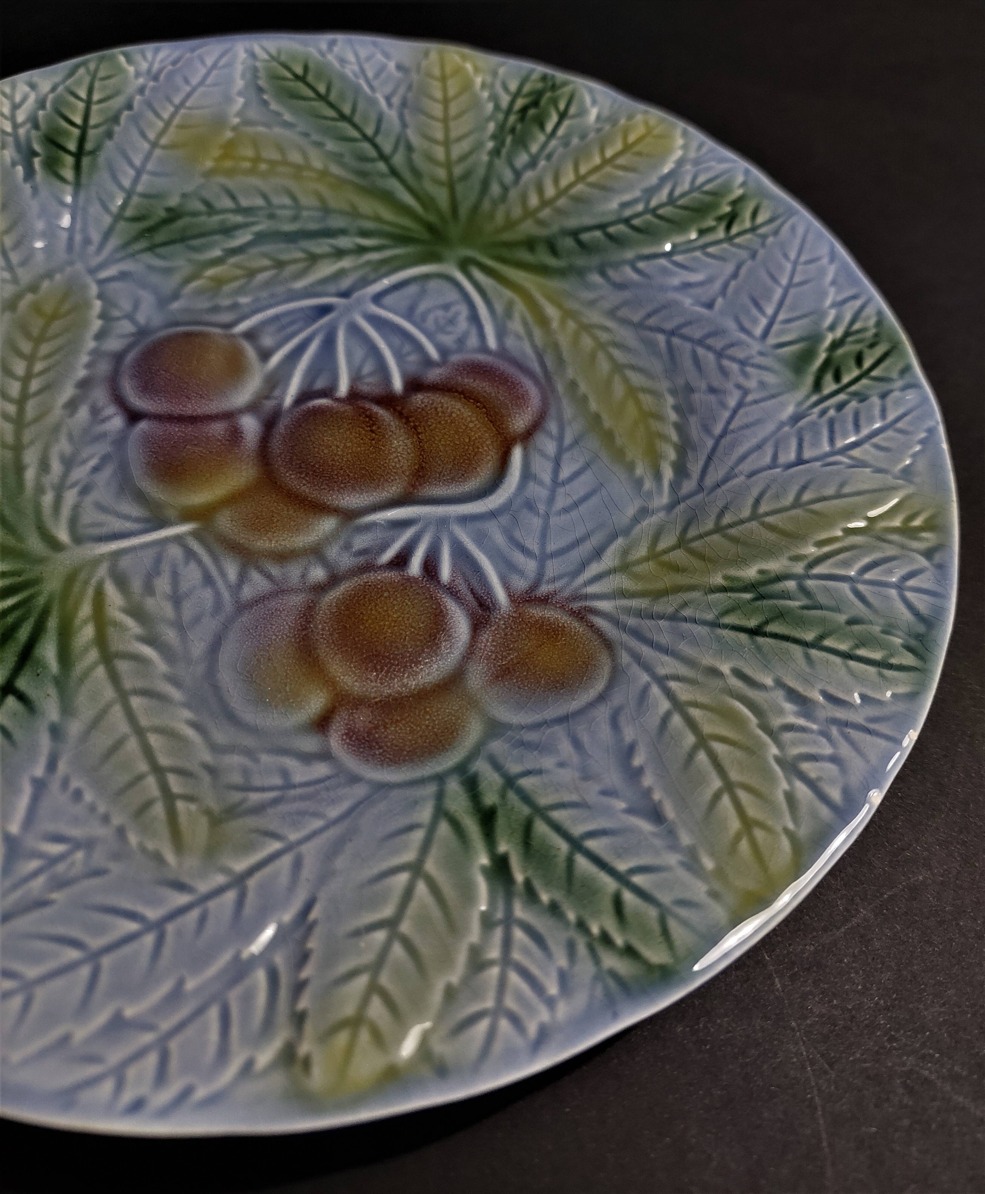 Cherry barbotine plate Salins les Bains 20th century