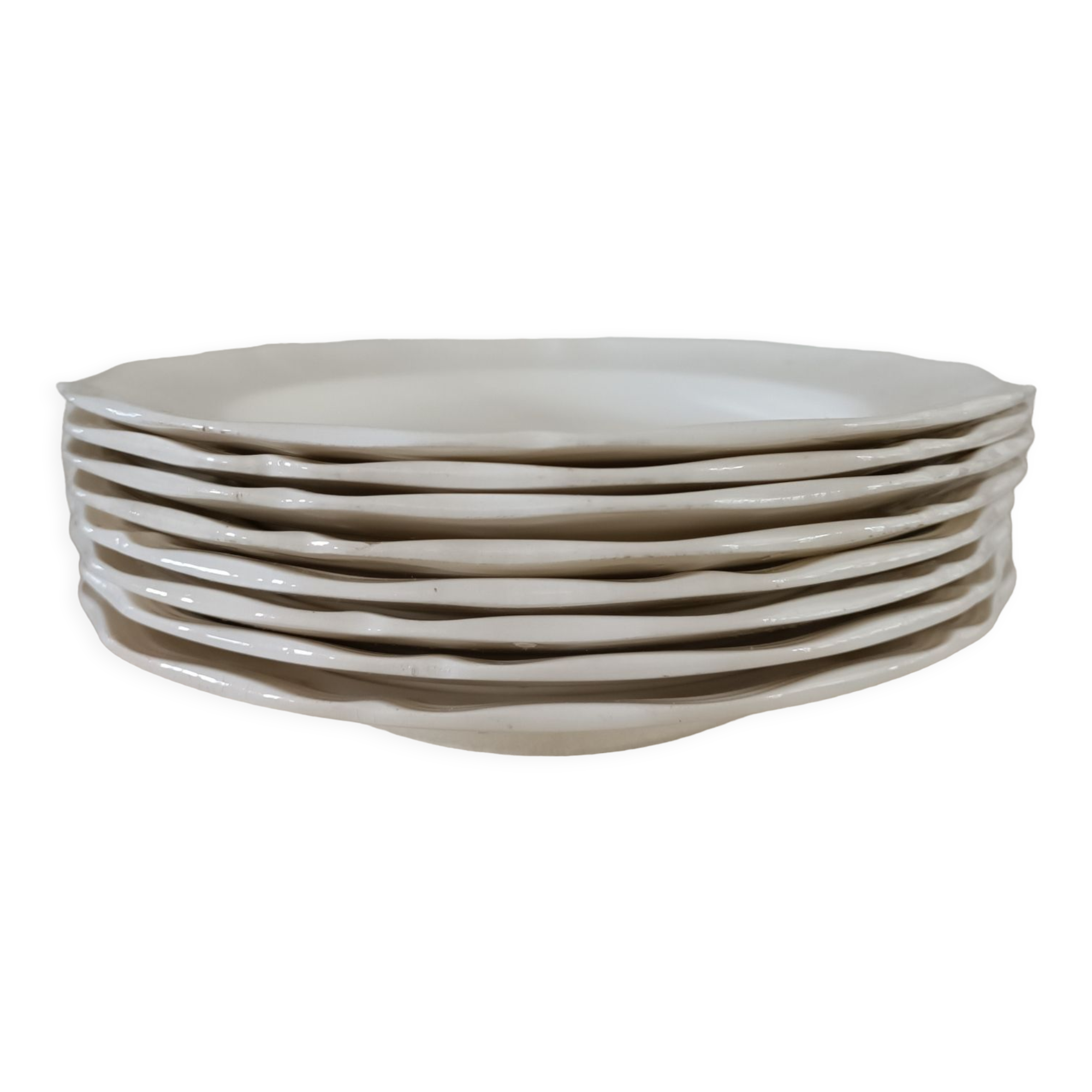 Set of 8 Sarreguemines ivory plates