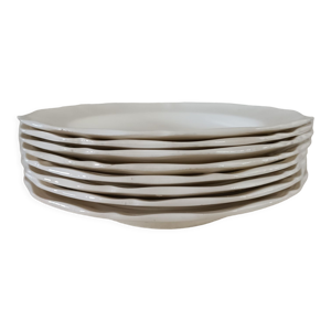 Lot de 8 assiettes ivoire Sarreguemines