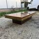 Table basse en ronce de noyer et laiton années 70