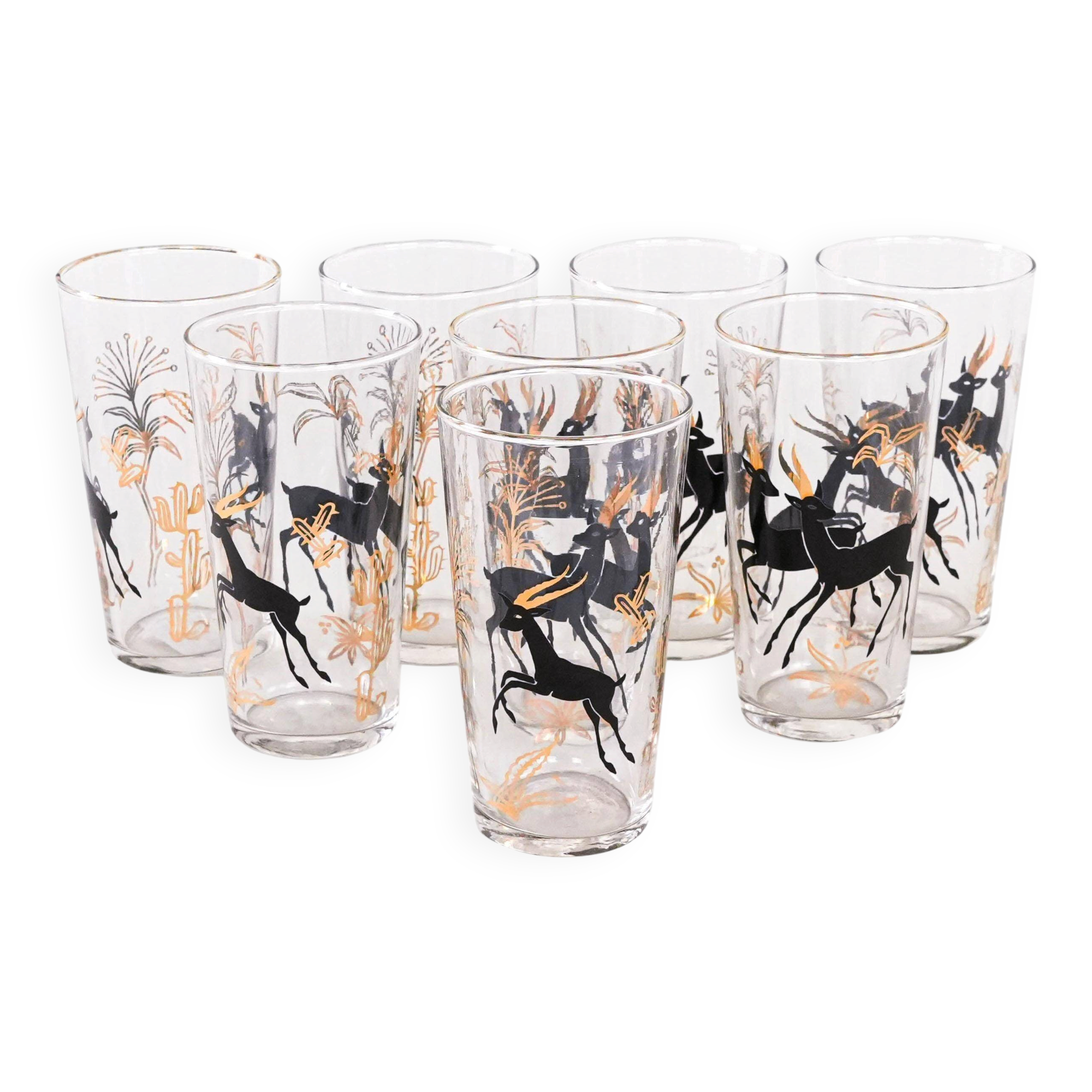 Set of eight glasses, Danish design, 1970s, manufactured in Denmark