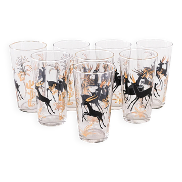 Set of eight glasses, Danish design, 1970s, manufactured in Denmark
