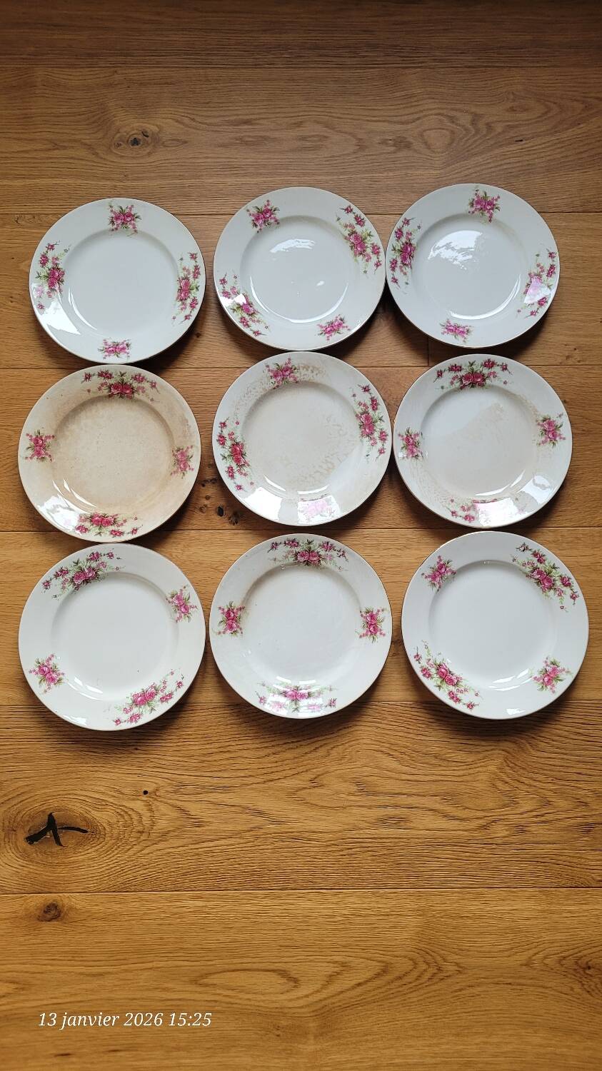 9 antique dessert plates