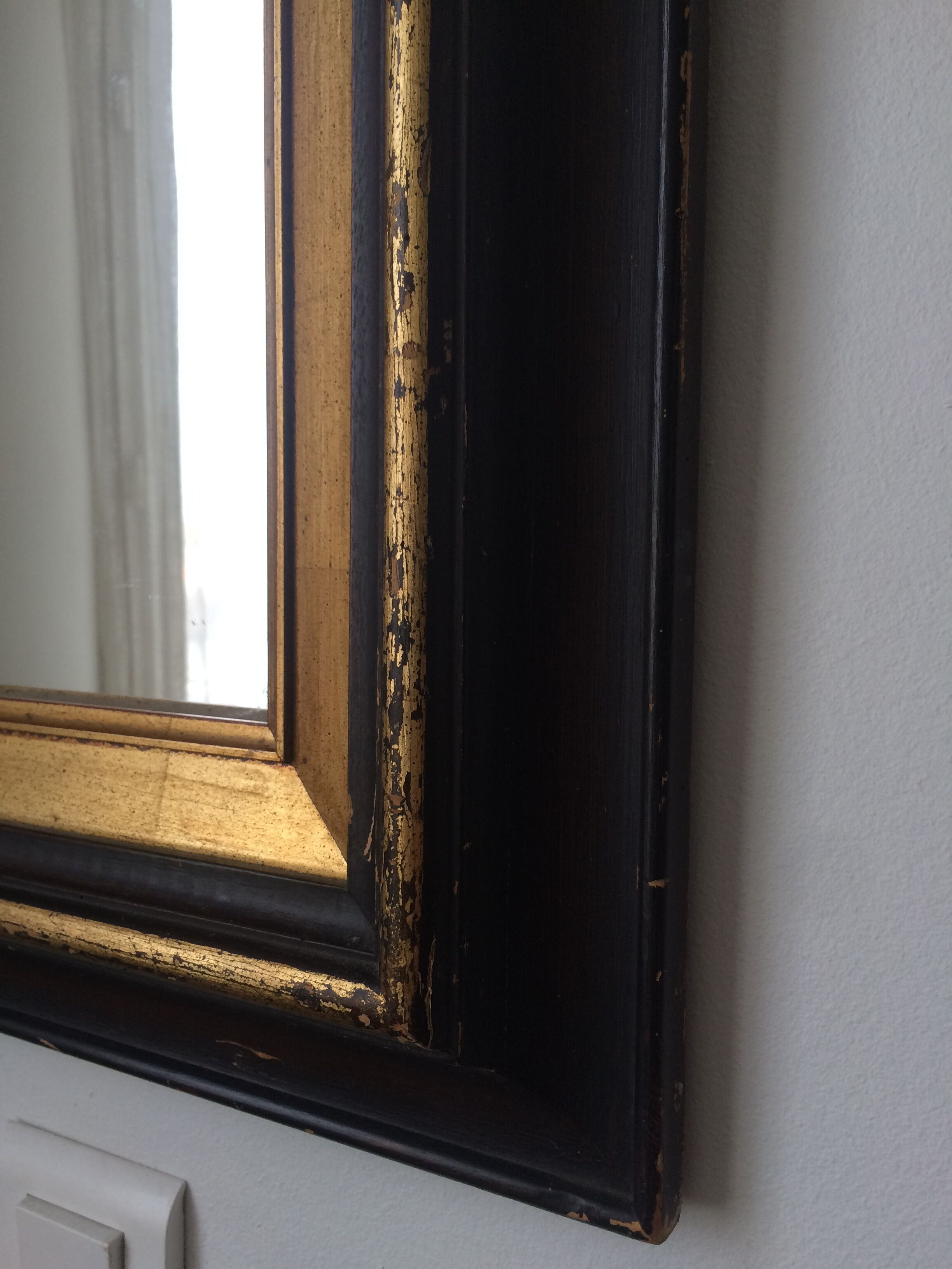 Old mirror black and gold 81x66cm